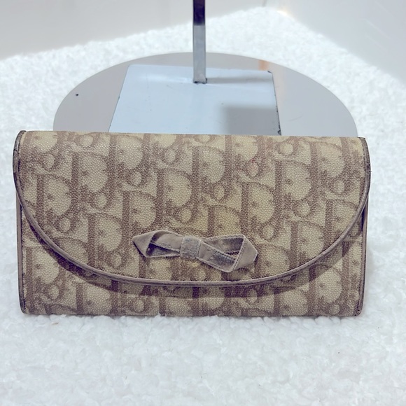 EUC Christian Dior John Galliano Vintage Beige Trotter Monogram Logo Wallet - Picture 5 of 14